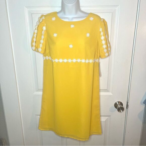 Modcloth Yellow How Sweet It Is Mini Shift Dress Sunny Bright 8 70s Retro NWT - Picture 6 of 13